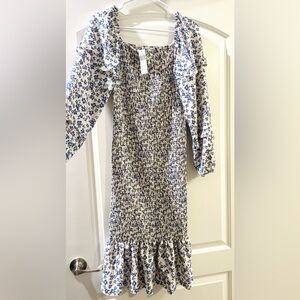 Floral bodycon smocked dress